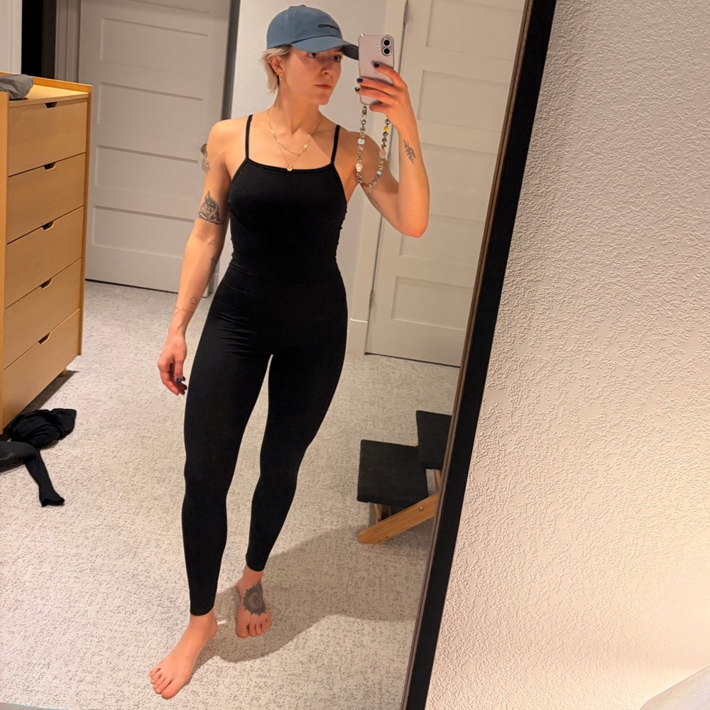 Girlfriend Collective Black Cami Unitard small